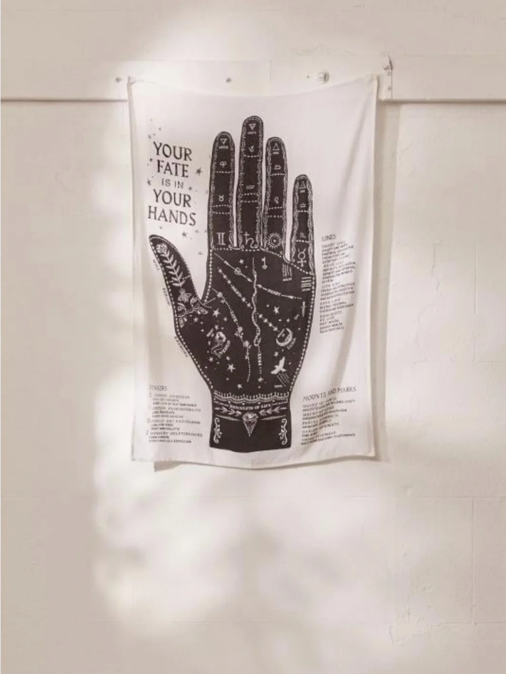 Urban Outfitters Black on White Palmistry Towel
